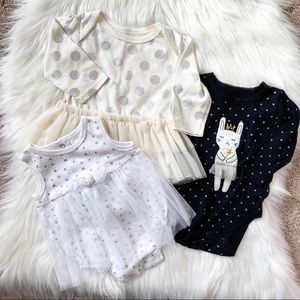 ✨4/$20✨ Baby Girl 0-3M Tulle Bodysuit Bundle